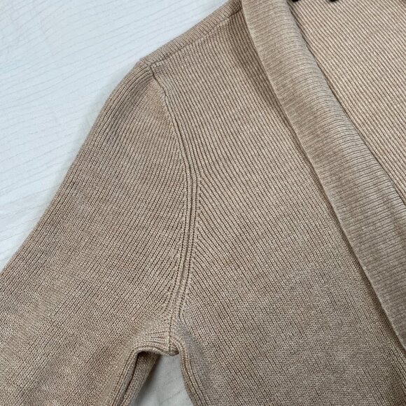 Cyrus Cardigan Sweater Open Front Front Pockets Vented Sides Tan Women's Size M - Picture 5 of 16